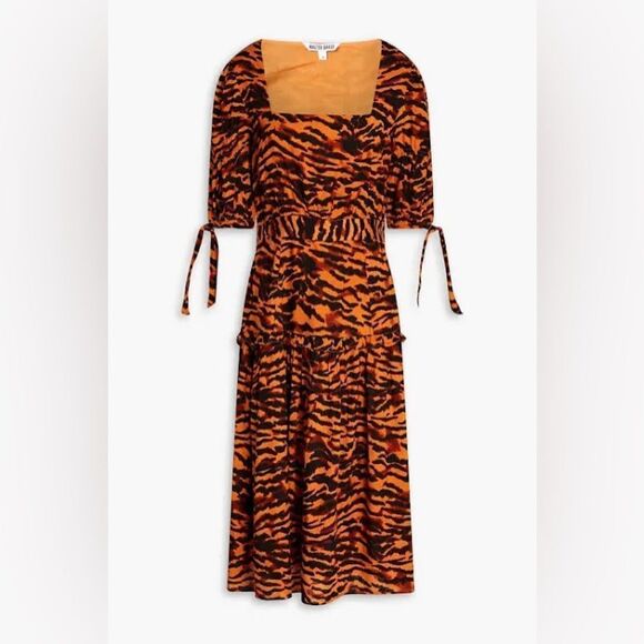 WALTER BAKER Yosline gathered tiger-jacquard midi dress 2 - Picture 14 of 14